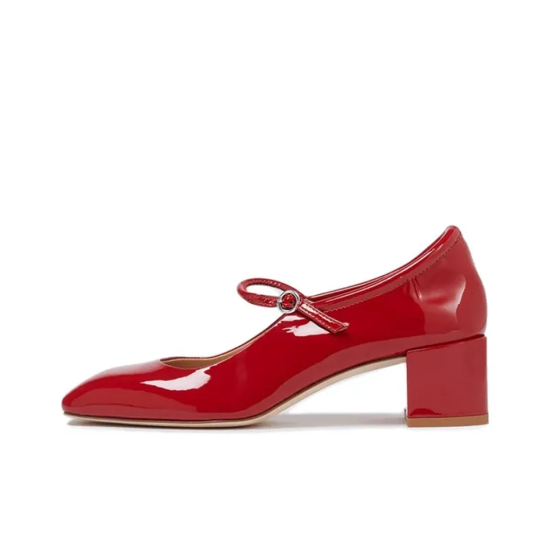 Aeyde Chunky Heel High Heels 4.5cm Women's Red-0