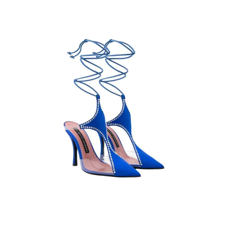 Les Petits Joueurs Slim Heel High Heels 10.5cm Women's Blue-2