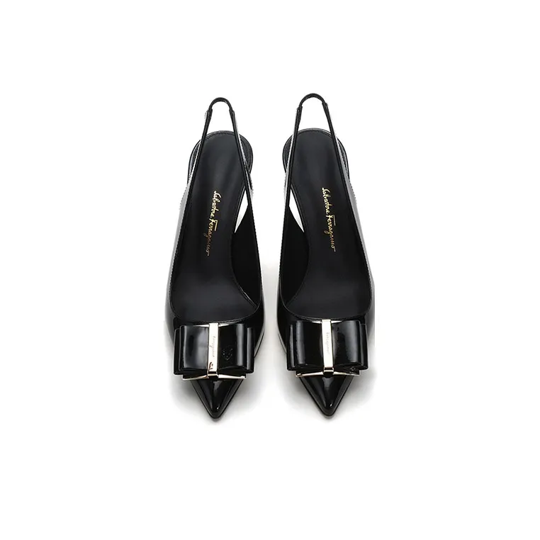 FERRAGAMO Zahir 70 Series Slim Heel High Heels 7cm Women's Black-2