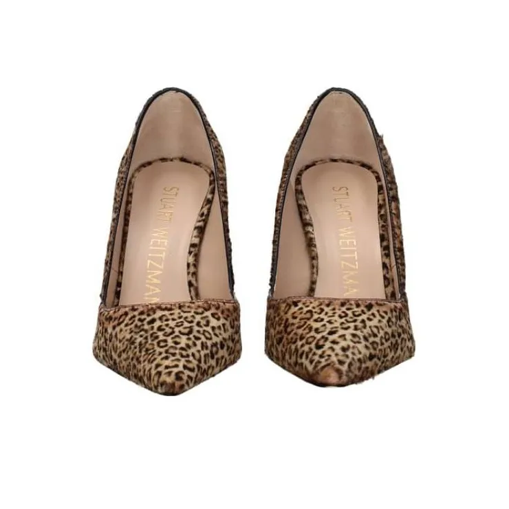 Stuart Weitzman/SW Slim Heel High Heels 10cm Women's Leopard Print-2