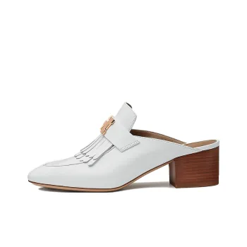 HERMES Tuileries Chunky Heel High Heels 5.5cm Women's White