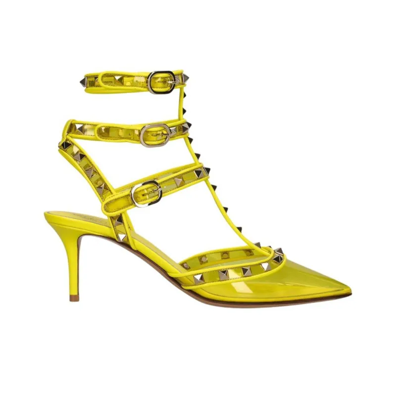 Valentino Slim Heel High Heels Women's Yellow-1