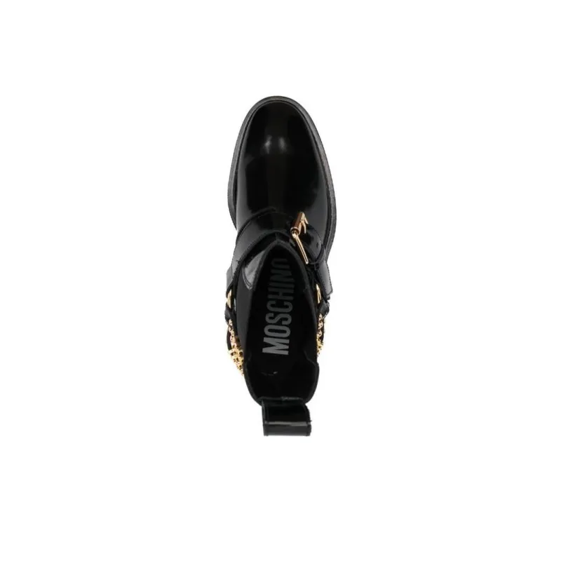 MOSCHINO Stivali Nero Short Chelsea Boots Men's Black-4