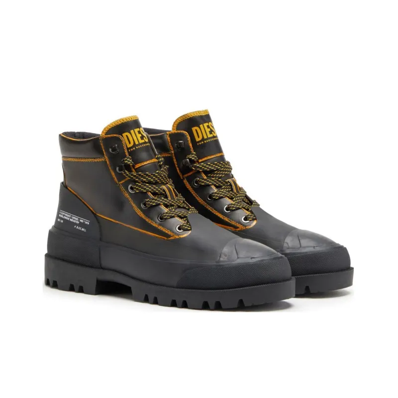DIESEL Ankle Boots Men's Black Orange-2