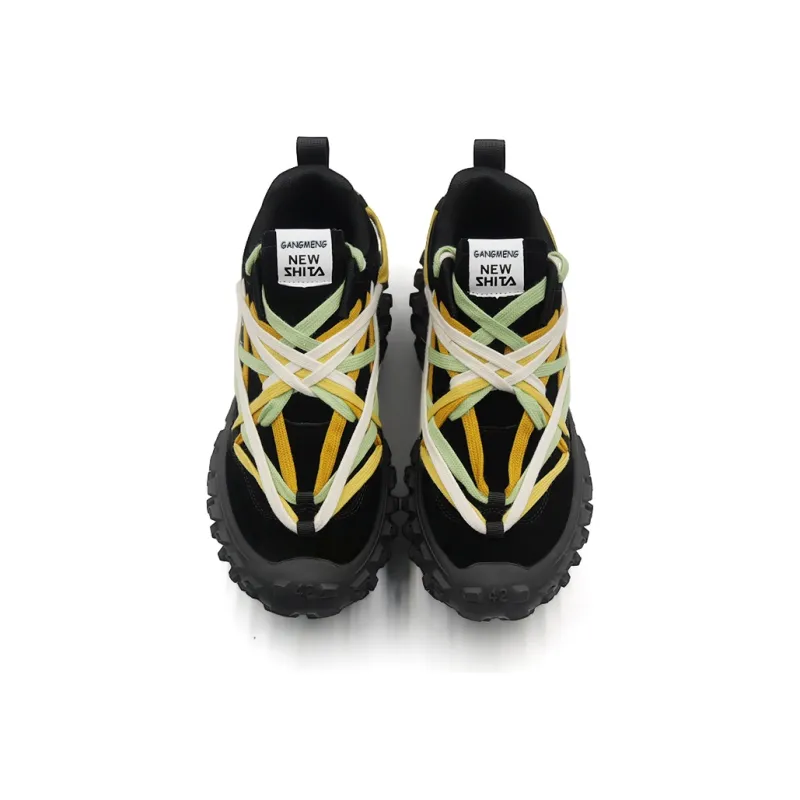Hong Kong Meng Chunky Sneakers Unisex Low Top Black-4