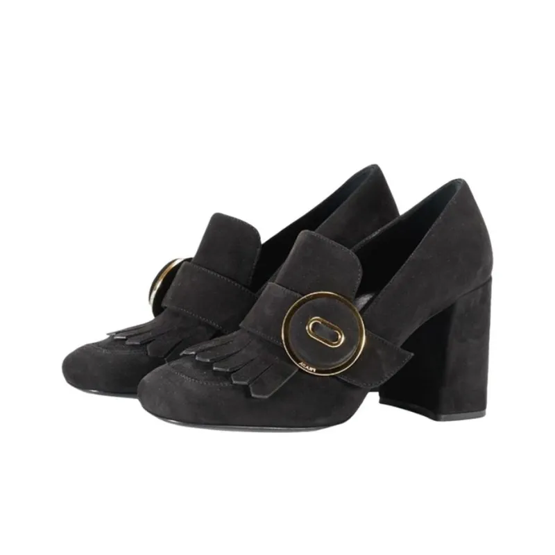 PRADA Chunky Heel High Heels Women's Black-2