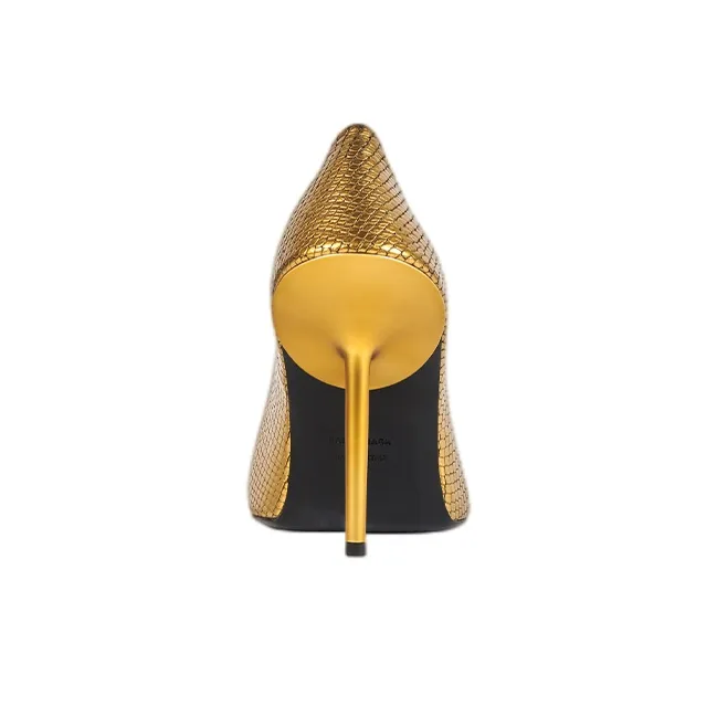 Balenciaga Knife High Heels Women's Gold-3