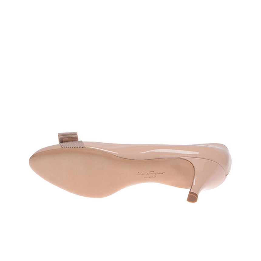 FERRAGAMO Carla 55 Block Heel High Heels 5.5cm Women's Nude FERRAGAMO Carla 55 Block Heel High Heels 5.5cm Women's Nude