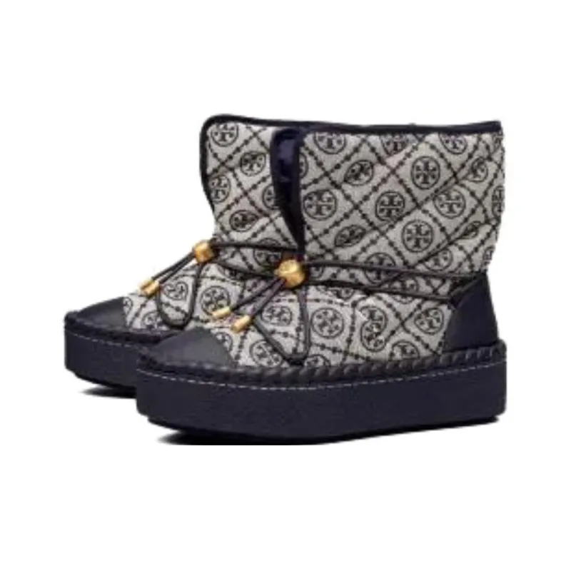 TORY BURCH T Monogram Warm Snow Boots Women's Marine Blue-3