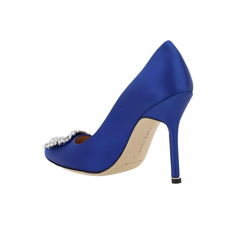 MANOLO BLAHNIK Slim Heel High Heels 11cm Women's Blue-3