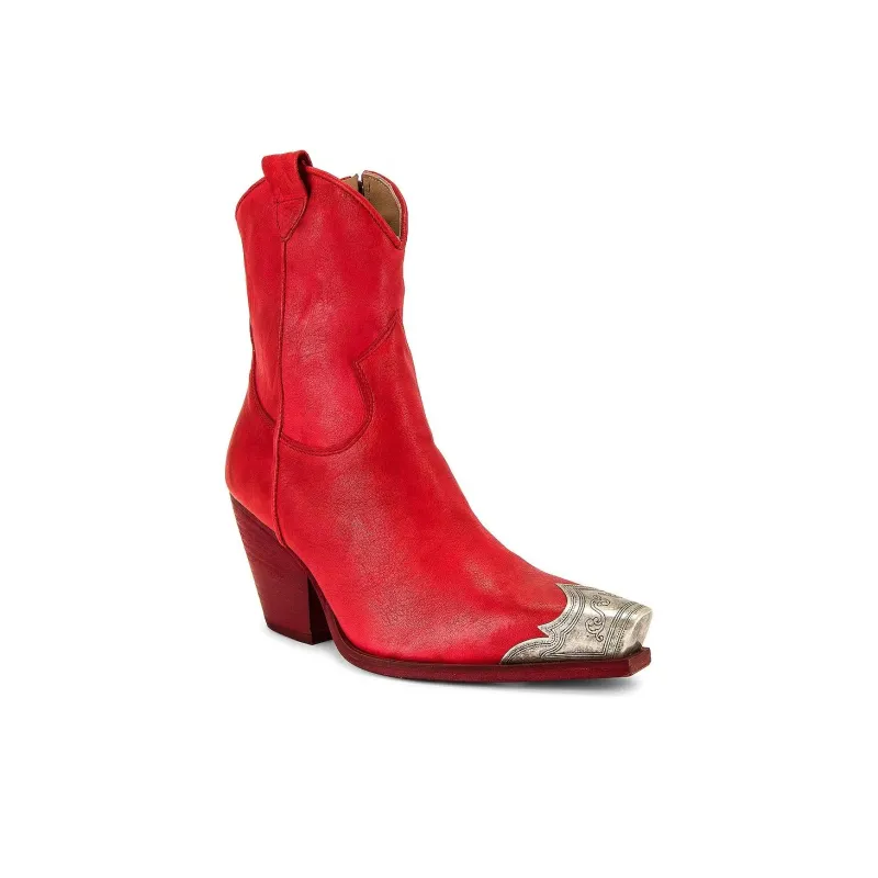 FREE PEOPLE Ankle Boots 7.9cm Women's Red-2