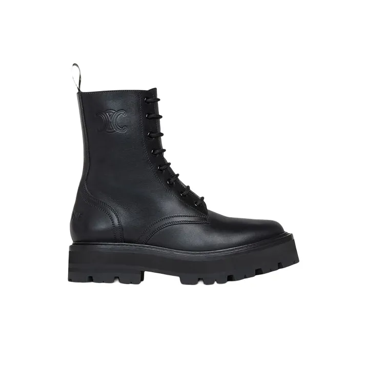 CELINE Women's Bulky Laced Up Boot 'Shiny Bull'-1