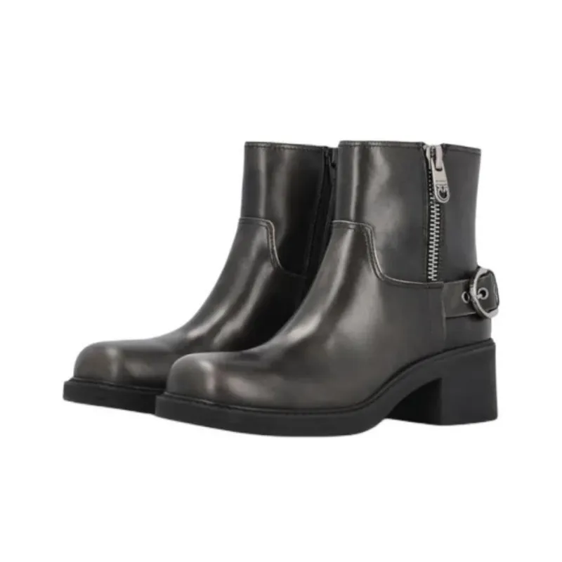 PINKO Buckled Ankle High Biker Boots Women's-3