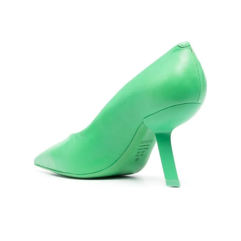 Schutz Slim Heel High Heels 9.3cm Women's Green-3