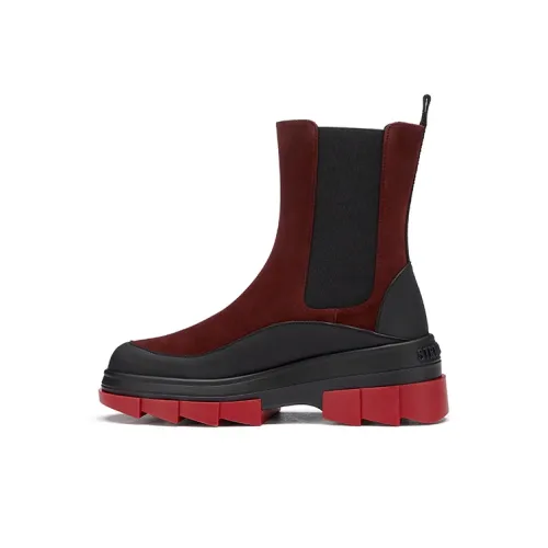 Stuart Weitzman Ankle Boots Women's Mid-Top Black/Red