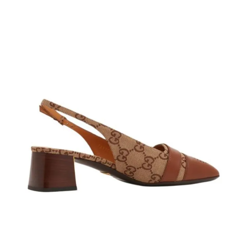 GUCCI Block Heel High Heels Women's Brown-3