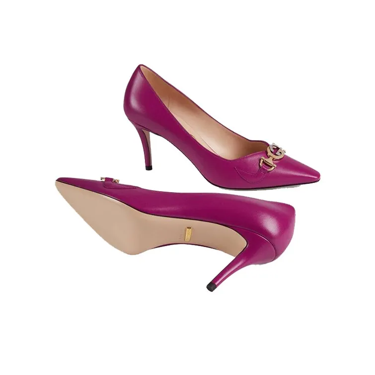 GUCCI Zumi Slim Heel High Heels 7.5cm Women's Fuchsia-2