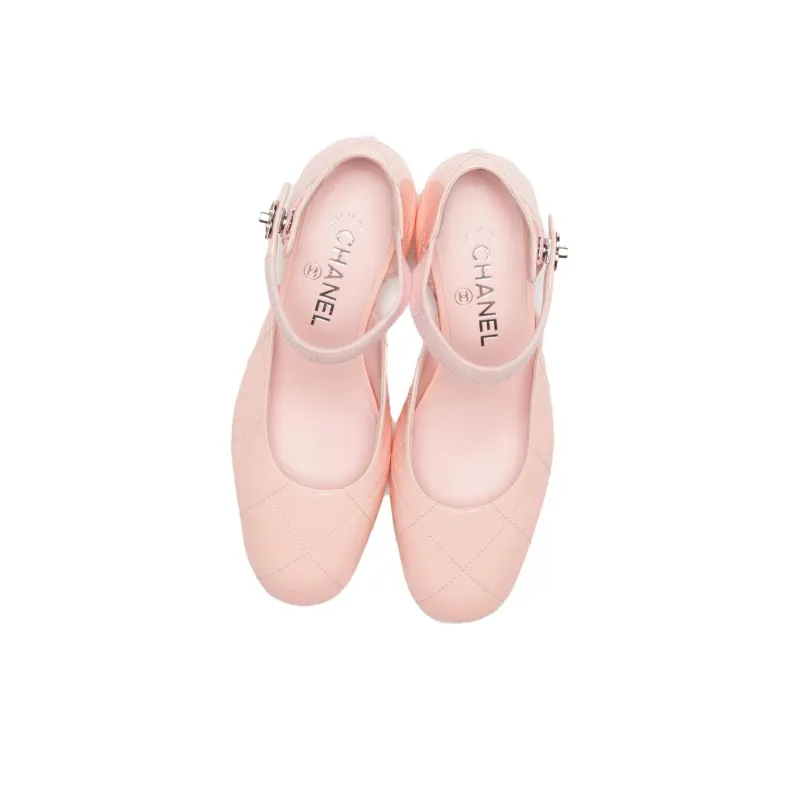 CHANEL Chunky Heel High Heels Women's Pink-4