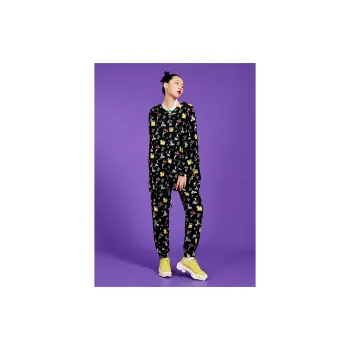 MUGUOGUOMU Casual Pants Women's Black With Multicolor