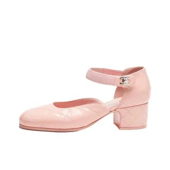 CHANEL Chunky Heel High Heels Women's Pink