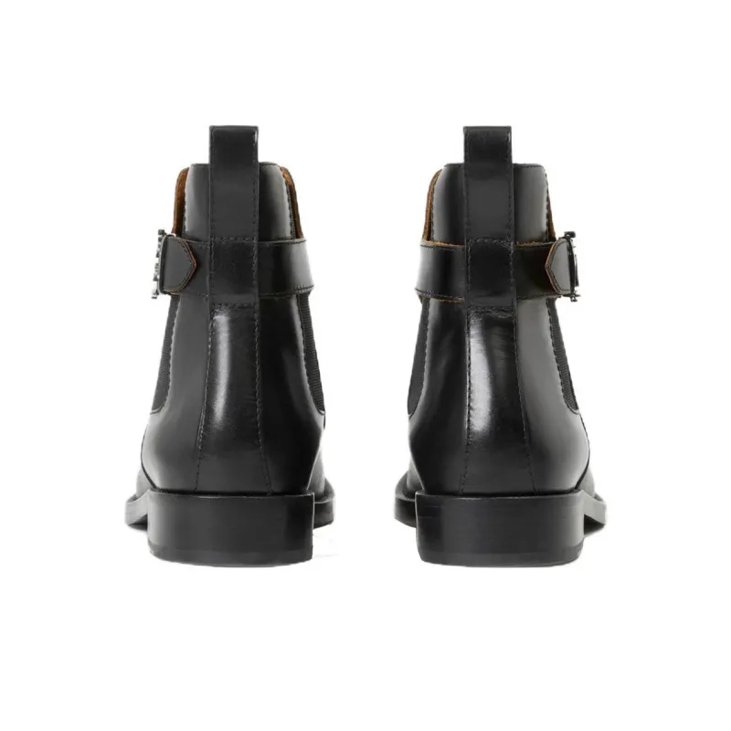 Burberry Monogram Short Chelsea Boots Men's Black-4