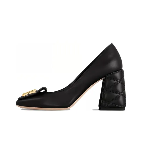 LOUIS VUITTON Chunky Heel High Heels 8.5cm Women's Black