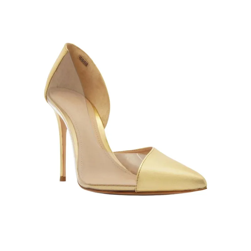Schutz Cheslie Slim Heel High Heels 11cm Women's Gold-2