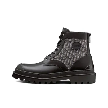 DIOR Explorer Ankle Boot Black Beige DIOR Oblique Jacquard