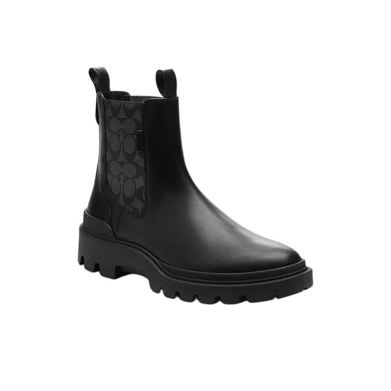 COACH Short Chelsea Boots 4cm Men's Black-2