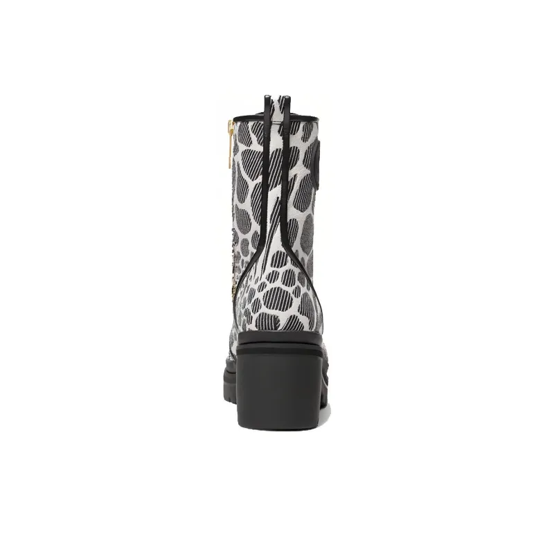 MICHAEL KORS Corey Fashion Ankle Boots Women's Black White-4