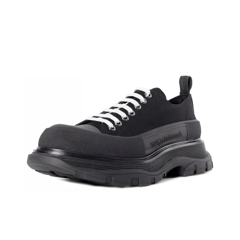 Alexander McQueen Tread Slick Lace Up Sneakers 'Triple Black'-2
