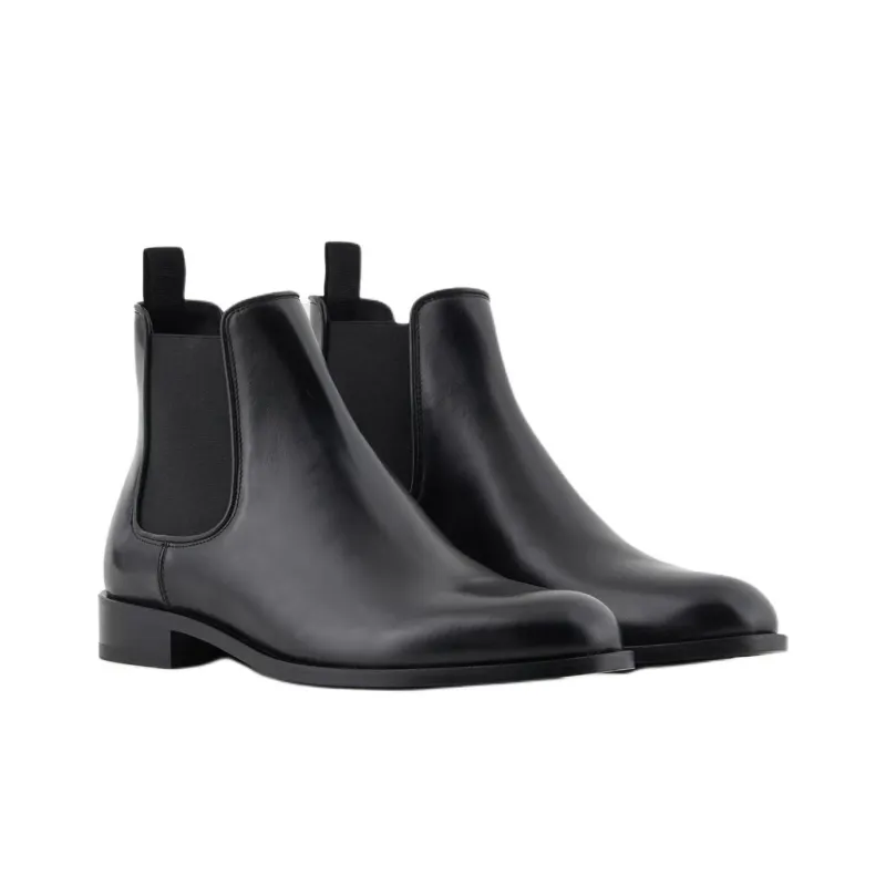 GIORGIO ARMANI Antique effect Short Chelsea Boots Men's Black-2