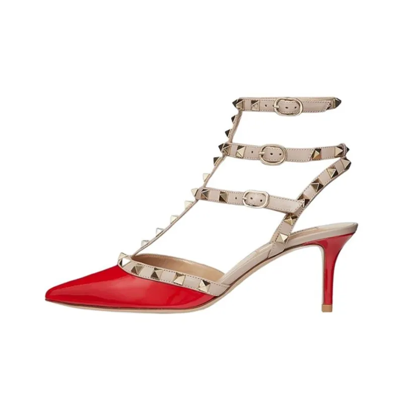 Valentino Slim Heel High Heels 6.5cm Women's Red-0