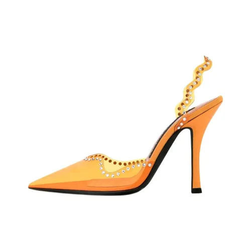 Les Petits Joueurs Jerry Waves Slim Heel High Heels 11cm Women's Orange
