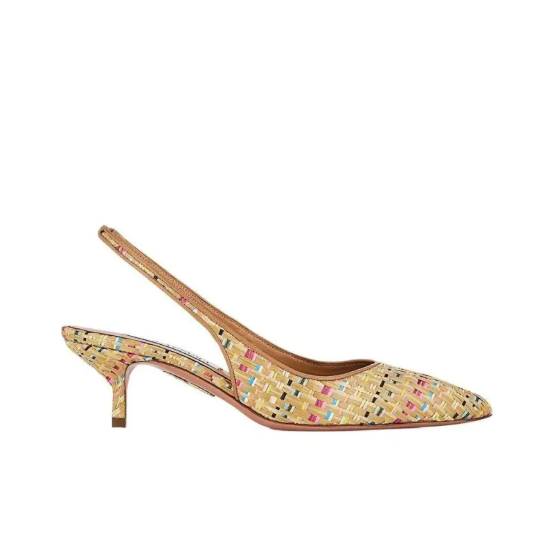 AQUAZZURA Purist 50mm Woven Slingback Pumps-1