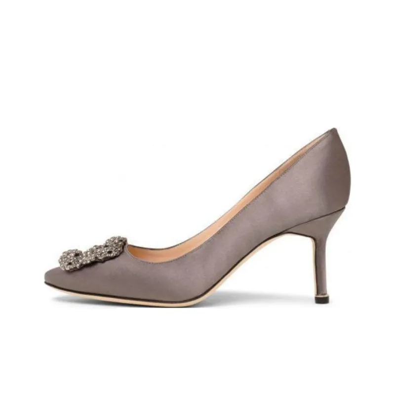 MANOLO BLAHNIK Hangisi 70 Slim Heel High Heels 7cm Women's Gray-0