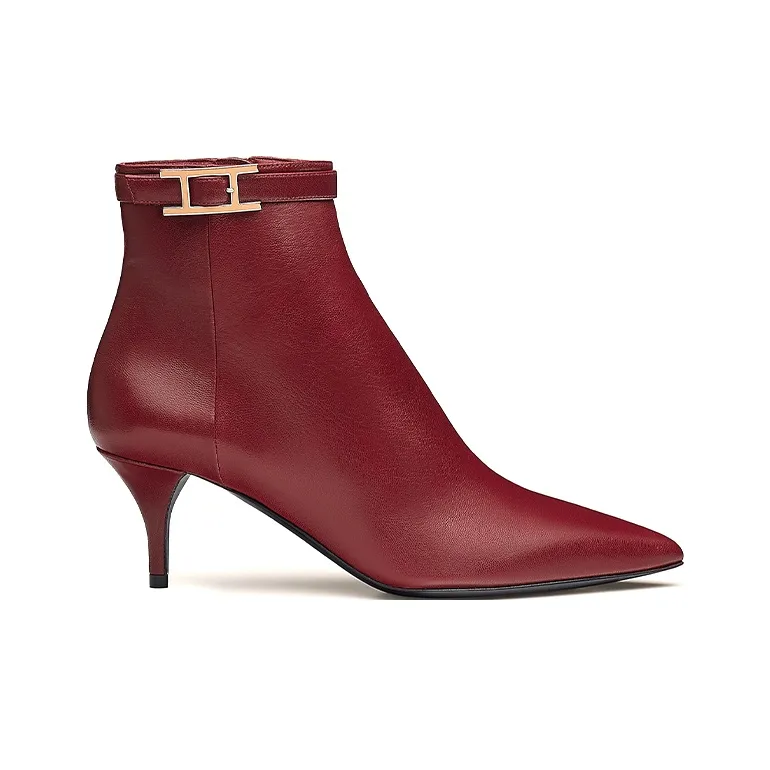 HERMES Blanche Ankle Boots Women's Sanglia Red Ancora Red-1
