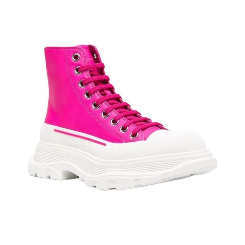 Alexander McQueen Leather Tread Slick Boot Pink White Women's-2