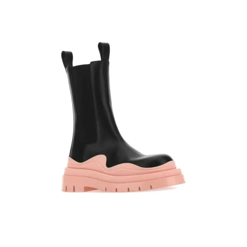 Bottega Veneta Tire Chelsea Boots Women's Black Pink-1