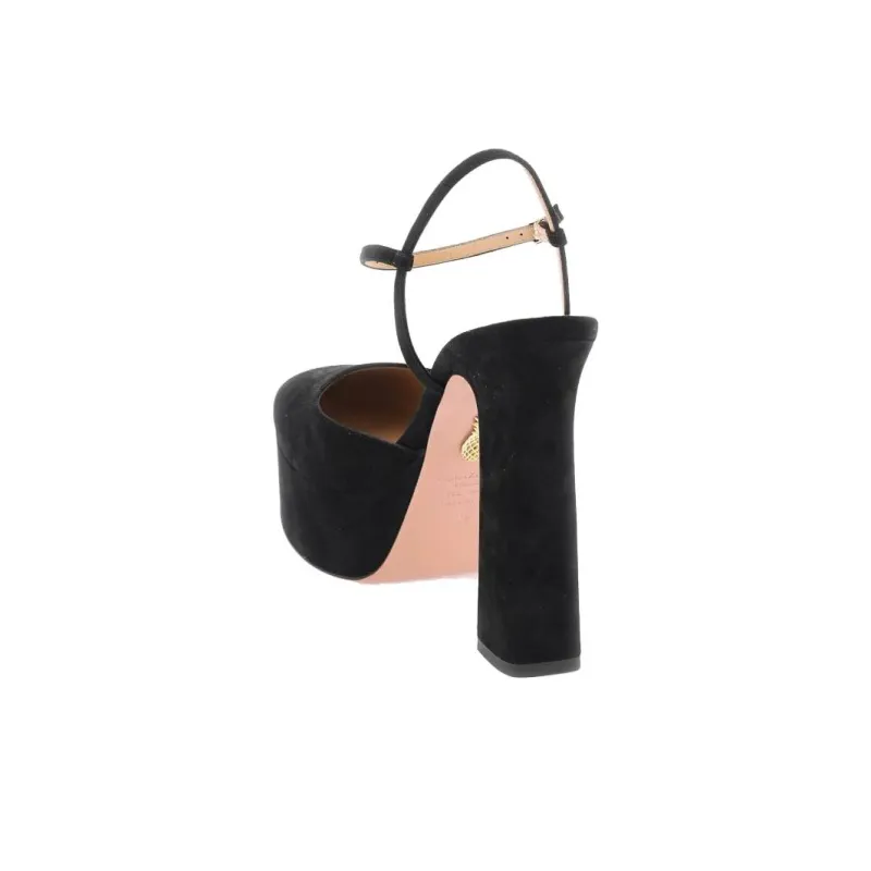 AQUAZZURA Groove Plateau 120mm Suede Pumps-3