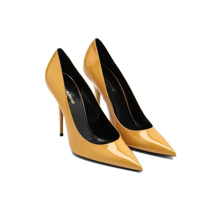 SAINT LAURENT Slim Heel High Heels 11cm Women's Yellow-2
