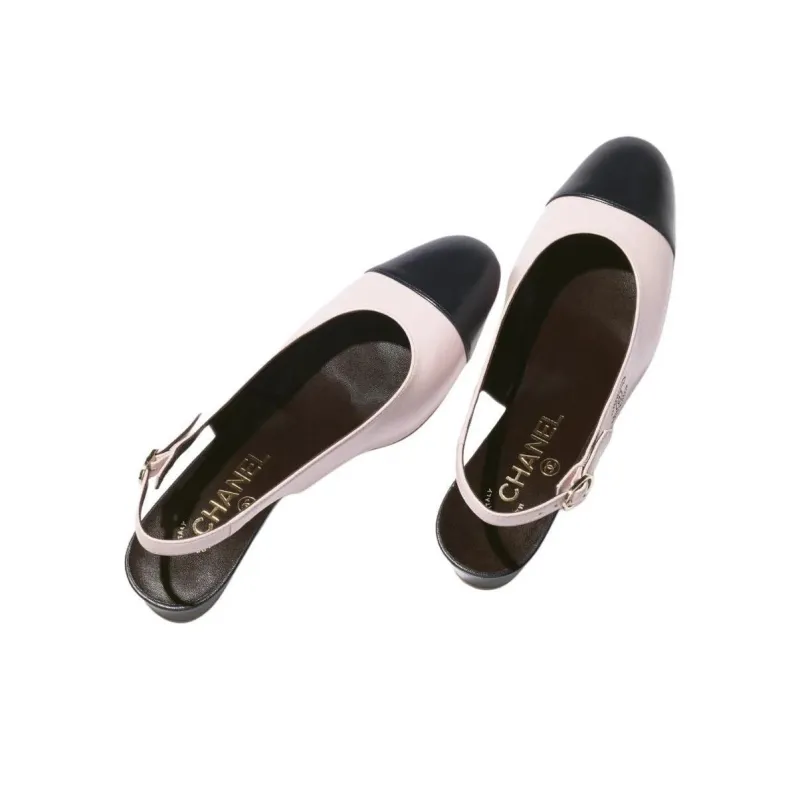 CHANEL Chunky Heel High Heels 3cm Women's Pink Blue-2