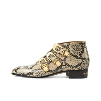 GUCCI Snakeskin-effect Leather Ankle Boots