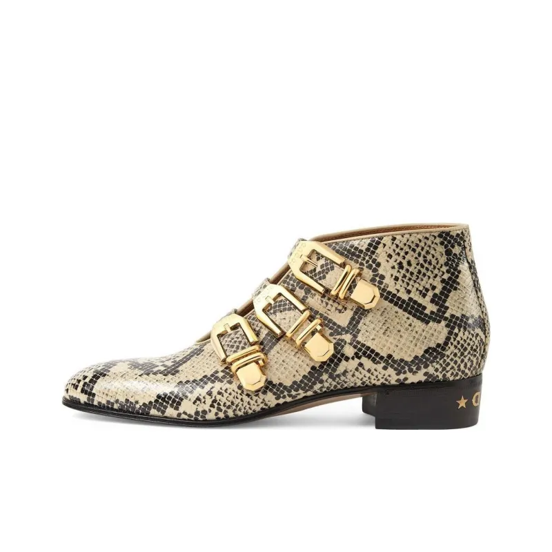 GUCCI Snakeskin-effect Leather Ankle Boots-0