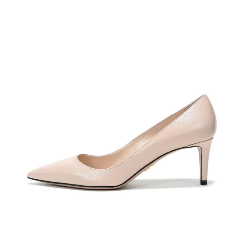 PRADA Pointed Saffiano Leather Heels 'Nude' Women's-0