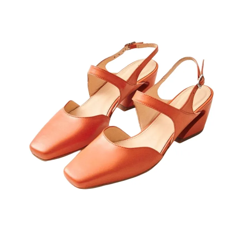 ALOHAS Emelia Irregular Heel High Heels 5cm Women's Orange-2
