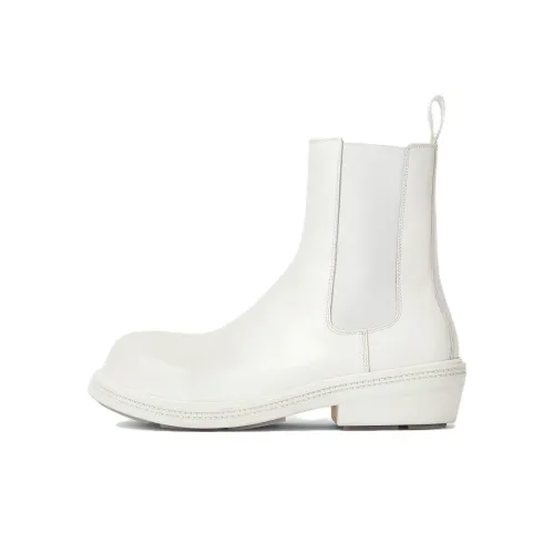Bottega Veneta Fireman Chelsea Short Chelsea Boots Men's White