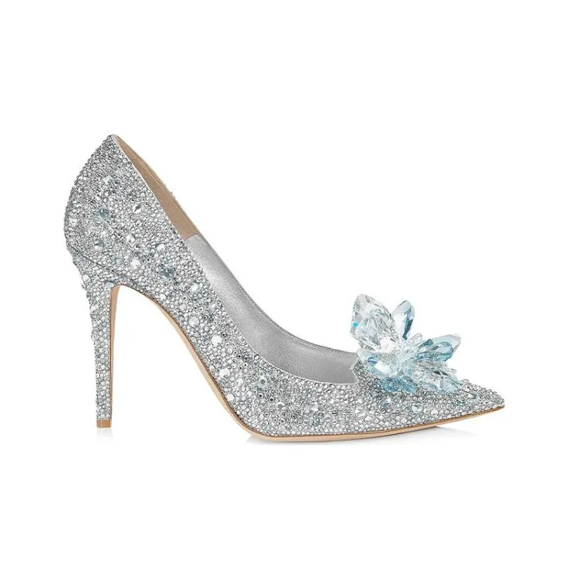 Jimmy Choo Avril Slim Heel High Heels Women's Silver White-1