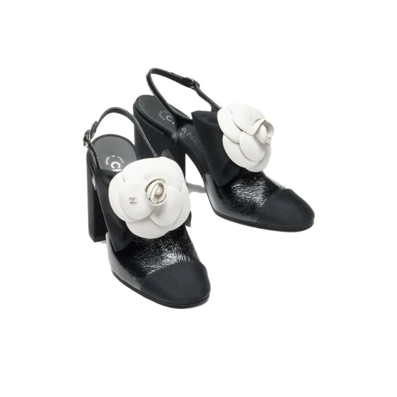 CHANEL Chunky Heel High Heels Women's Black-2