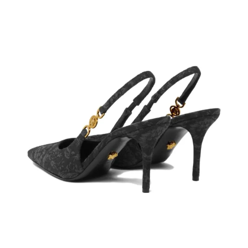 FANSIZHE Barocco MEDUSA '95 Slim Heel High Heels 8.5cm Women's Black-3